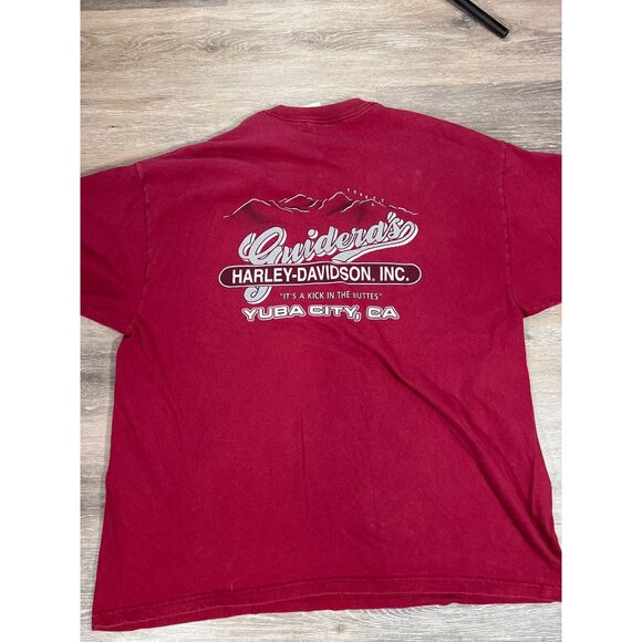 Vintage Harley-Davidson Red Graphic T-Shirt 2XL Sniders Yuba City CA C4 - Picture 6 of 6
